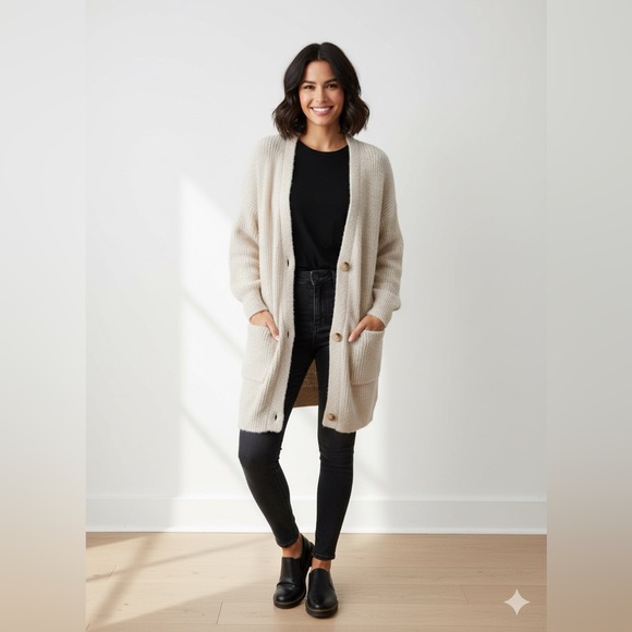 Jessica Simpson Cream Button-Up Cardigan - Picture 1 of 6